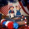 2 Pcs 4Th of July Tiered Tray Decor Patriotic Table Sign Memorial Day Table Decorations Patriotic Centerpieces Independence Day Wood Sign Farmhouse Wood Block for Party Home Desk